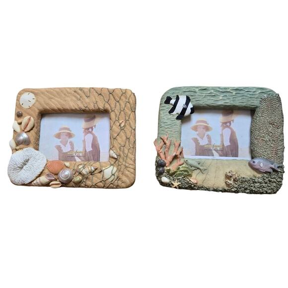 Fancy Frames 1995 Under Water Beach Themed Photo Frames Fish Shells Sand Coastal - Picture 1 of 12
